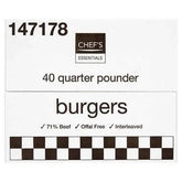 Chefs Essentials Quarter Pounder Burgers 4.52kg  Adomoo